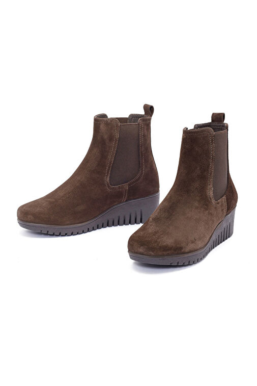 Kadın Kahverengi Dolgu Topuklu Süet Deri Comfort Chelsea Bot 24WFD2370V3 - Görsel 4