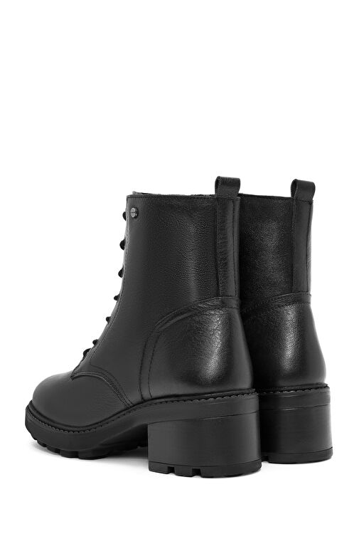 Kadın Siyah Fermuarlı Kalın Topuklu Deri Bot 24WFD237518 - Görsel 7