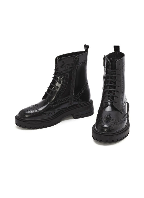 Derimod Derimod Kadın Siyah Fermuarlı Deri Postal Bot 24WFD163022 | Boyner Siyah - 4. görsel