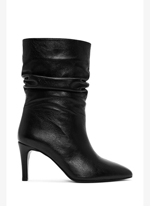 Kadın Siyah Topuklu Deri Bot 25AFD160318 - Görsel 2