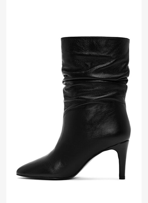 Kadın Siyah Topuklu Deri Bot 25AFD160318 - Görsel 5