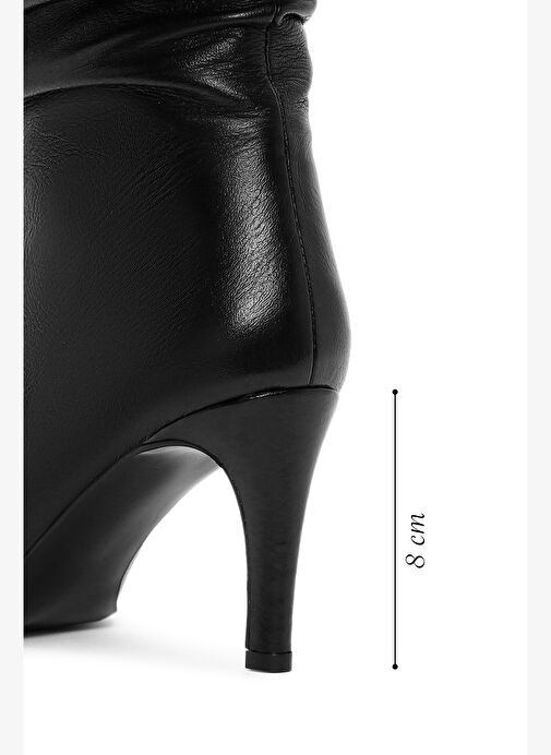 Kadın Siyah Topuklu Deri Bot 25AFD160318 - Görsel 3