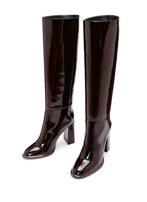 Derimod Derimod Kadın Bordo Kalın Topuklu Deri Çizme 24WFD132616 Bot | Boyner Bordo - 4. görsel