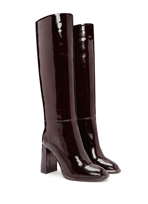 Derimod Derimod Kadın Bordo Kalın Topuklu Deri Çizme 24WFD132616 Bot | Boyner Bordo - 6. görsel