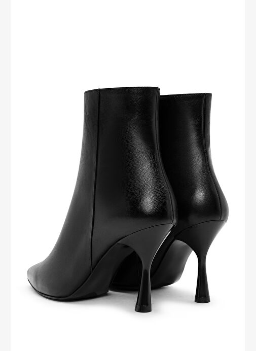 Kadın Siyah Fermuarlı İnce Topuklu Deri Bot 25WFD131218 - Görsel 8