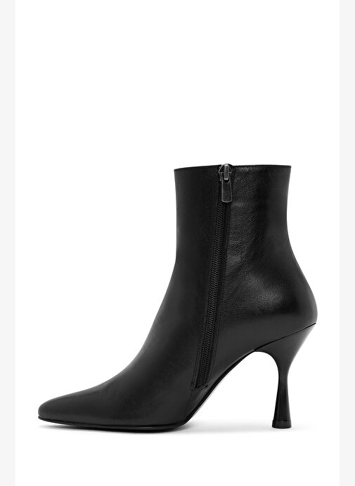 Kadın Siyah Fermuarlı İnce Topuklu Deri Bot 25WFD131218 - Görsel 5
