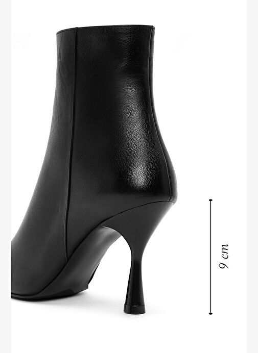 Kadın Siyah Fermuarlı İnce Topuklu Deri Bot 25WFD131218 - Görsel 3