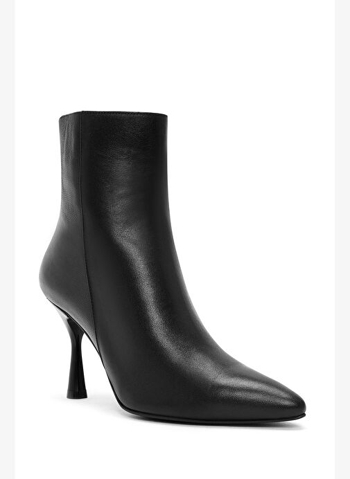 Kadın Siyah Fermuarlı İnce Topuklu Deri Bot 25WFD131218 - Görsel 9