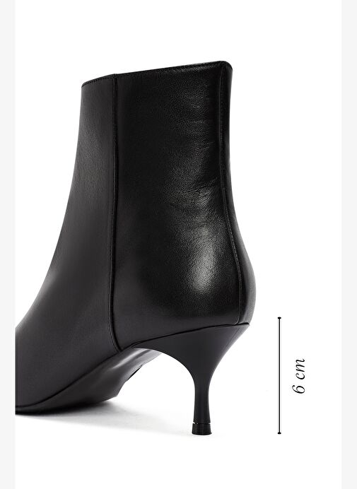 Kadın Siyah Fermuarlı İnce Topuklu Deri Bot 25WFD131318 - Görsel 3