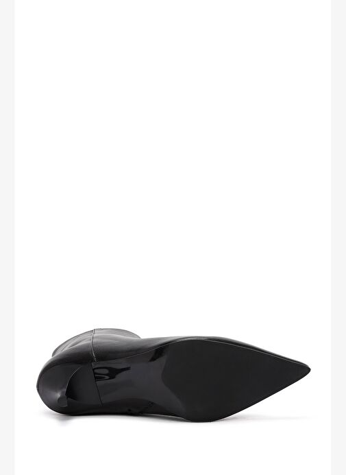 Kadın Siyah Fermuarlı İnce Topuklu Deri Bot 25WFD131318 - Görsel 7