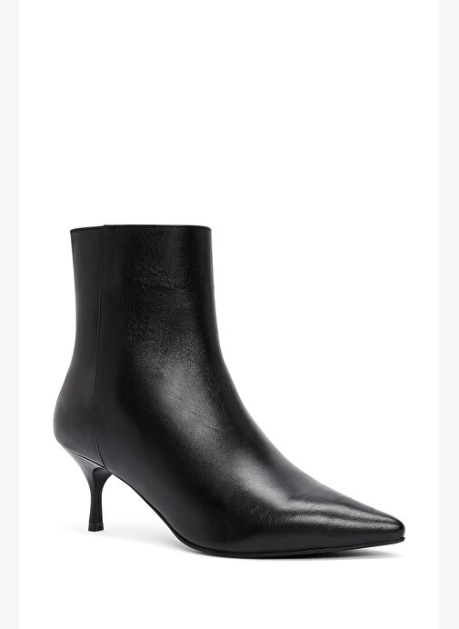 Kadın Siyah Fermuarlı İnce Topuklu Deri Bot 25WFD131318 - Görsel 9