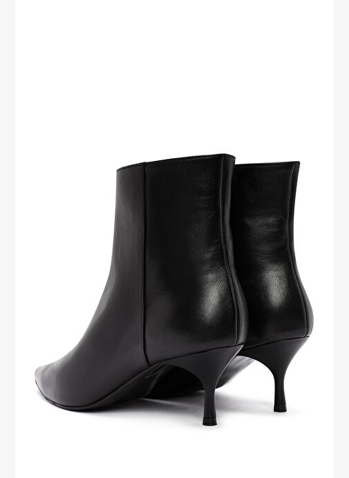 Kadın Siyah Fermuarlı İnce Topuklu Deri Bot 25WFD131318 - Görsel 8