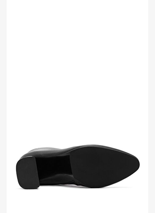 Kadın Siyah Fermuarlı Kalın Yüksek Topuklu Deri Bot 25WFD131418 - Görsel 7