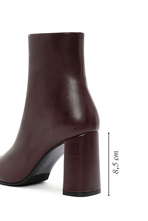 Derimod Derimod Kadın Bordo Fermuarlı Kalın Yüksek Topuklu Deri Bot 24WFD133518 | Boyner Bordo - 3. görsel