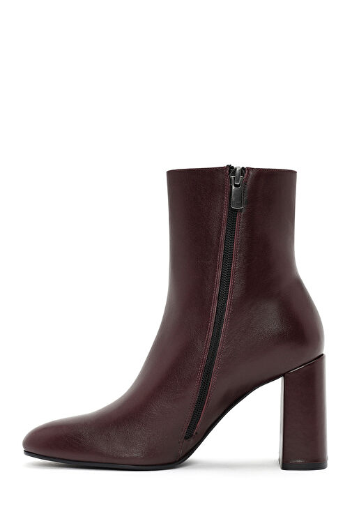 Derimod Derimod Kadın Bordo Fermuarlı Kalın Yüksek Topuklu Deri Bot 24WFD133518 | Boyner Bordo - 4. görsel