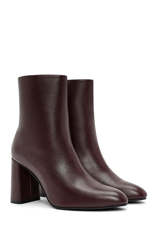 Derimod Derimod Kadın Bordo Fermuarlı Kalın Yüksek Topuklu Deri Bot 24WFD133518 | Boyner Bordo - 5. görsel
