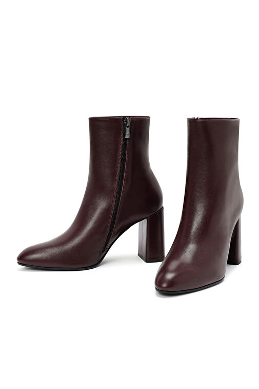 Derimod Derimod Kadın Bordo Fermuarlı Kalın Yüksek Topuklu Deri Bot 24WFD133518 | Boyner Bordo - 9. görsel