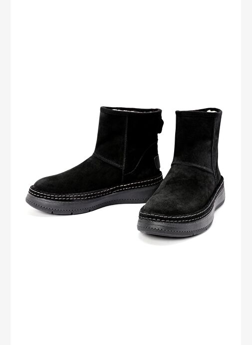 Kadın Siyah Süet Deri Teddy Bot 25WFD130410 - Görsel 4