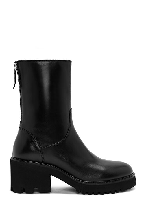 Derimod Derimod Kadın Siyah Çift Fermuarlı Kalın Topuklu Deri Bot 24WFD281718 | Boyner Siyah - 2. görsel