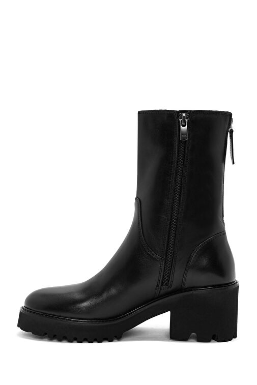 Derimod Derimod Kadın Siyah Çift Fermuarlı Kalın Topuklu Deri Bot 24WFD281718 | Boyner Siyah - 5. görsel