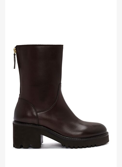 Derimod Derimod Kadın Kahverengi Çift Fermuarlı Kalın Topuklu Deri Bot 24WFD281718 | Boyner Kahverengi - 3. görsel