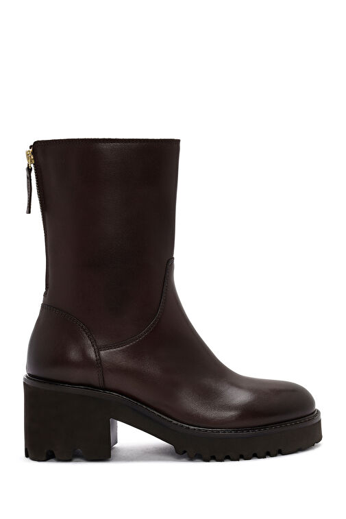 Derimod Derimod Kadın Kahverengi Çift Fermuarlı Kalın Topuklu Deri Bot 24WFD281718 | Boyner Kahverengi - 2. görsel