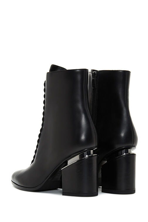 Kadın Siyah Fermuarlı Topuklu Deri Bot 24WFD100118 - Görsel 8