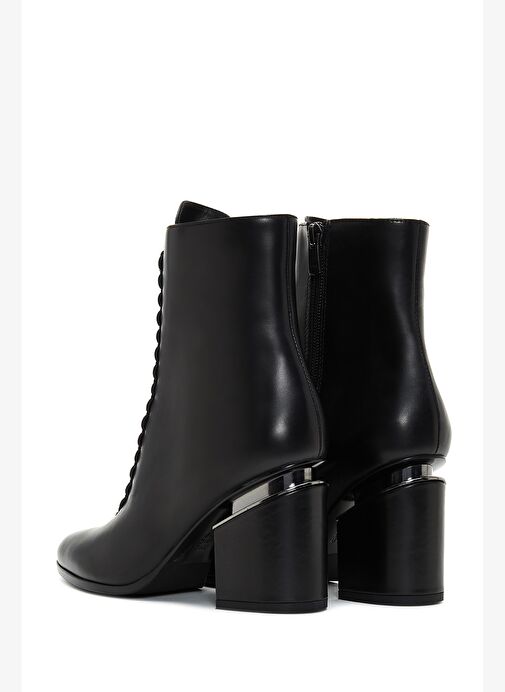 Kadın Siyah Fermuarlı Kalın Topuklu Deri Bot 25WFD100018 - Görsel 8