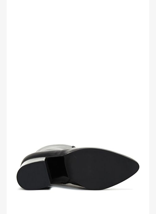 Kadın Siyah Fermuarlı Kalın Topuklu Deri Bot 25WFD100018 - Görsel 7