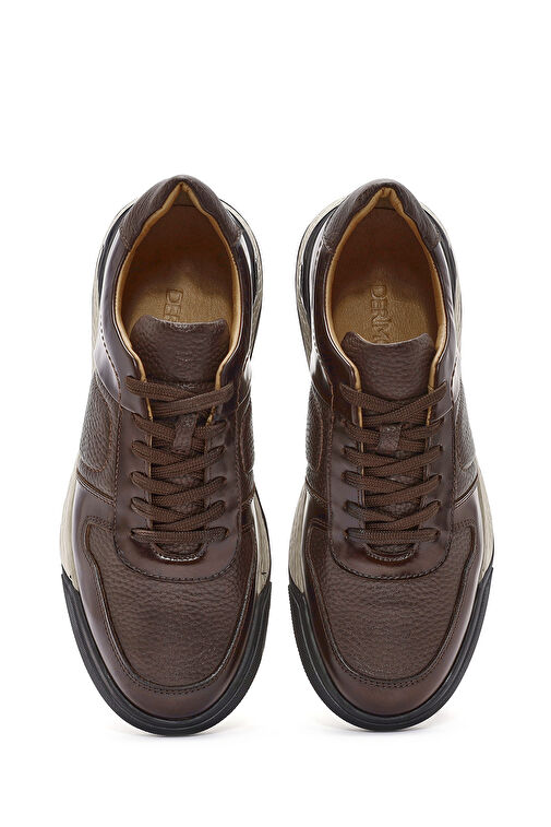 Erkek Kahverengi Bağcıklı Deri Sneaker 24WFD722614 - Görsel 8