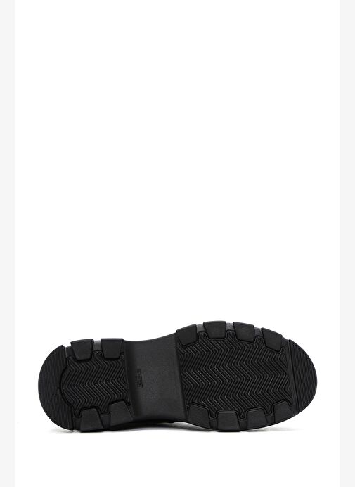 Kadın Siyah Fermuarlı Kalın Tabanlı Deri Bot 25WFD360218 - Görsel 6