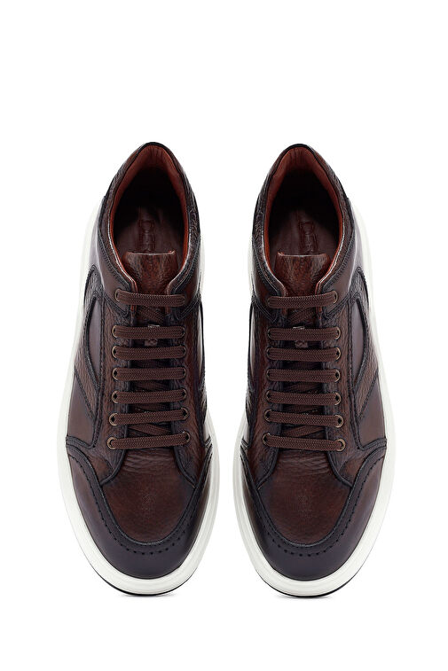 Erkek Kahverengi Bağcıklı Deri Sneaker 24WFD724414 - Görsel 8