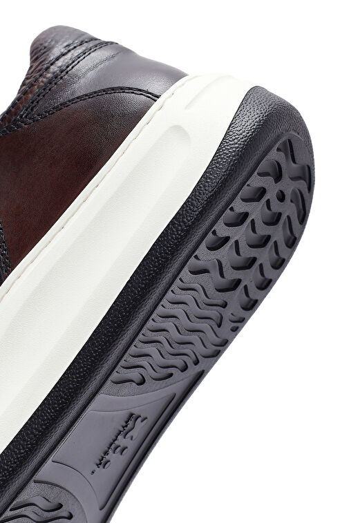 Erkek Kahverengi Bağcıklı Deri Sneaker 24WFD724414 - Görsel 9