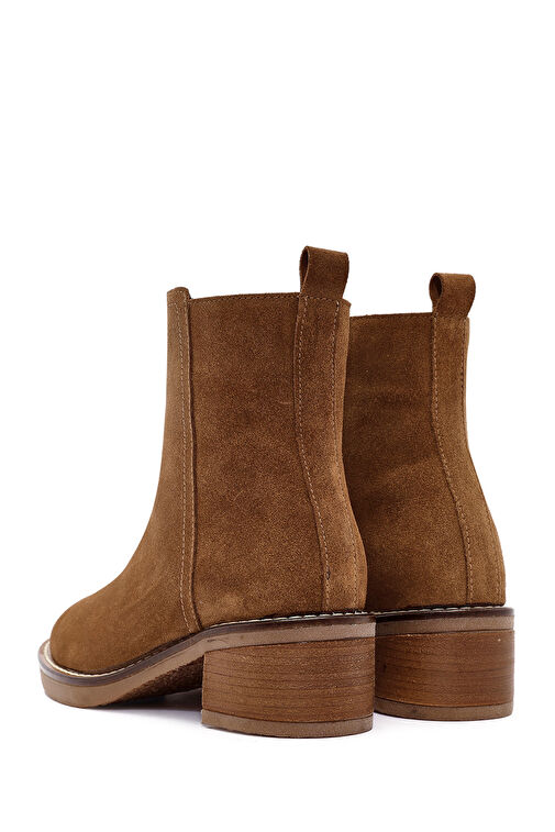 Kadın Kahverengi Fermuarlı Kalın Topuklu Süet Deri Bot 24WFD162710 - Görsel 8