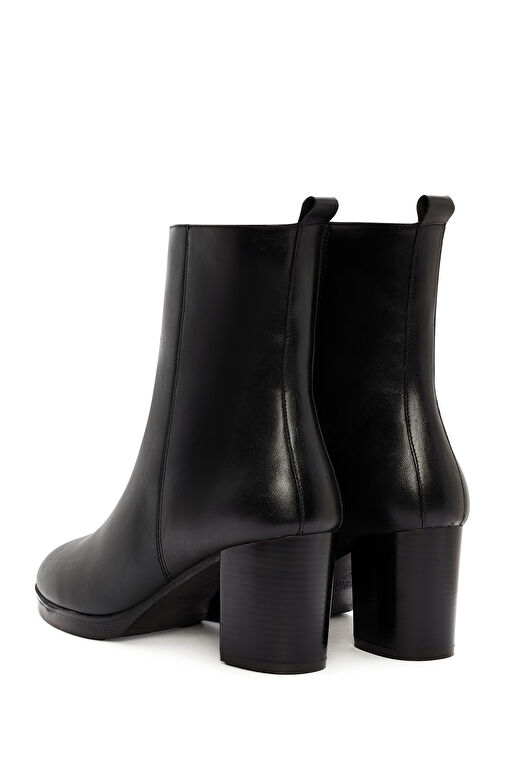 Kadın Siyah Fermuarlı Kalın Topuklu Deri Bot 24WFD414618 - Görsel 8