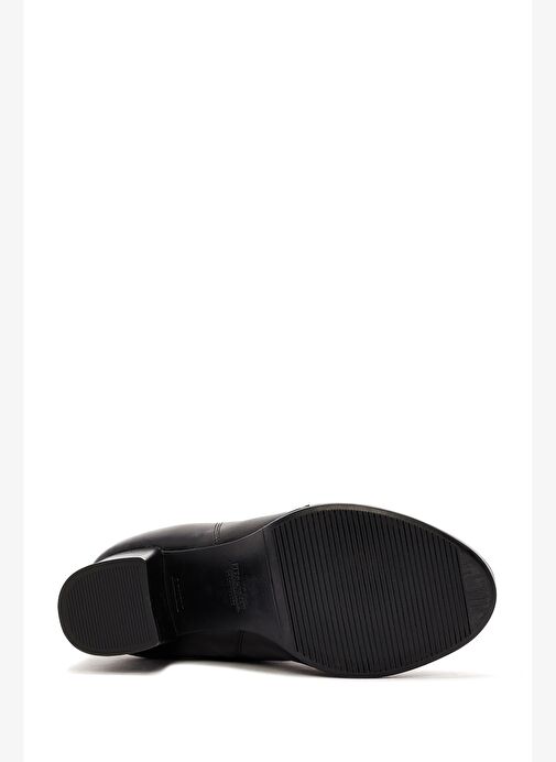 Kadın Siyah Fermuarlı Kalın Topuklu Deri Bot 25WFD411718 - Görsel 7