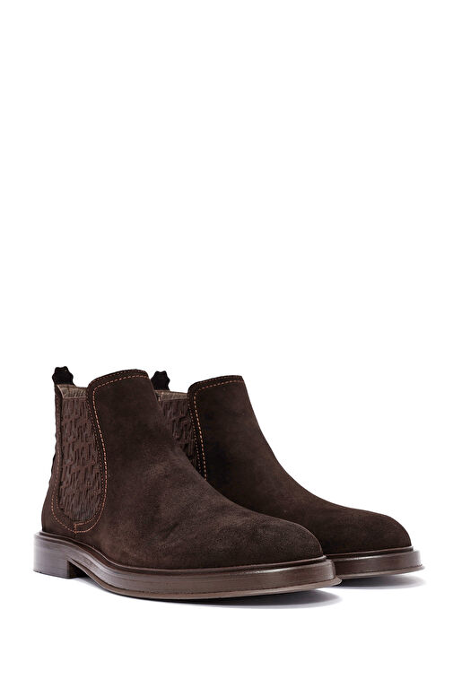 Erkek Kahverengi Süet Deri Chelsea Bot 24WFD604810 - Görsel 5