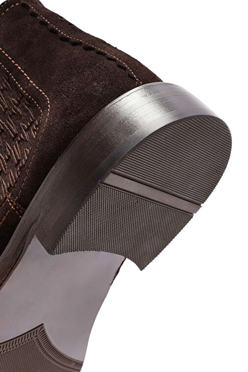 Erkek Kahverengi Süet Deri Chelsea Bot 24WFD604810 - Görsel 9