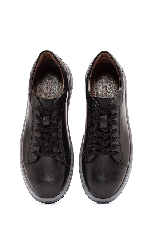 Erkek Siyah Bağcıklı Deri Sneaker 24WFD603818 - Görsel 8
