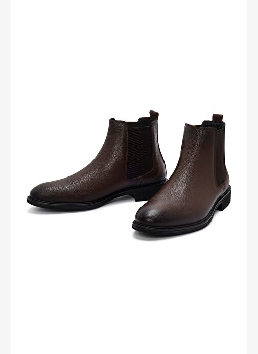 Erkek Kahverengi Deri Casual Chelsea Bot 25WFD7540FT - Görsel 4