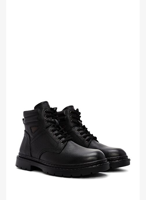 Erkek Siyah Bağcıklı Deri Casual Bot 25WFD7542FT - Görsel 5