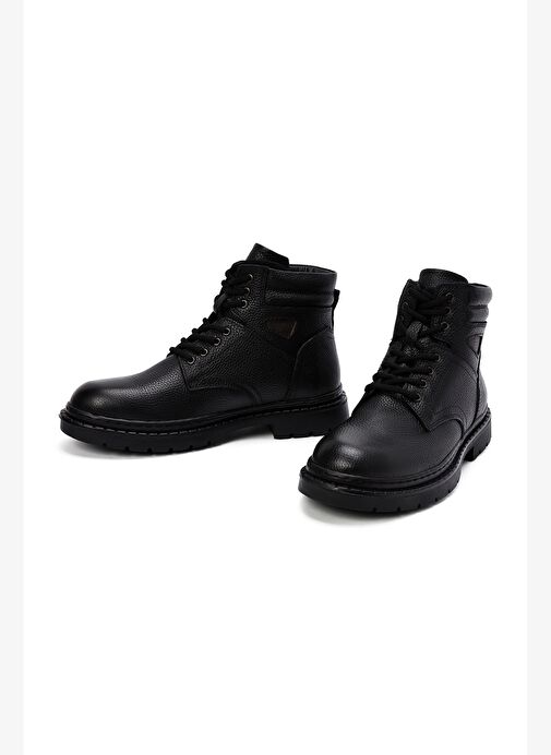 Erkek Siyah Bağcıklı Deri Casual Bot 25WFD7542FT - Görsel 4