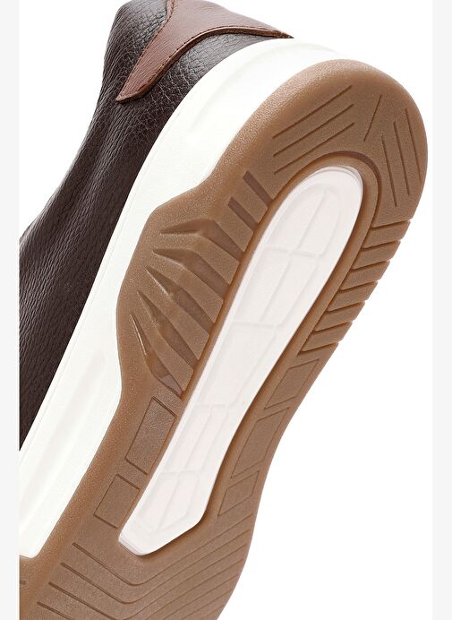 Erkek Kahverengi Bağcıklı Kalın Tabanlı Deri Sneaker 25WFD6885FT - Görsel 8