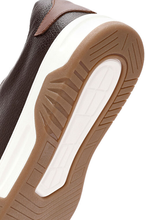 Erkek Kahverengi Bağcıklı Kalın Tabanlı Deri Sneaker 24WFD688518 - Görsel 8