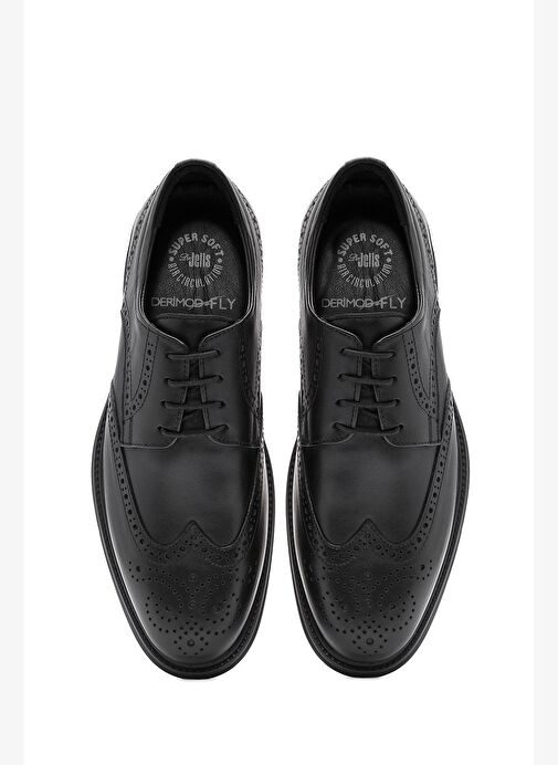 Erkek Siyah Bağcıklı Deri Casual Ayakkabı 25WFD677418 - Görsel 8
