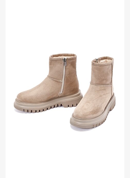 Kadın Bej Fermuarlı Süet Bot 25WFE250110 - Görsel 4