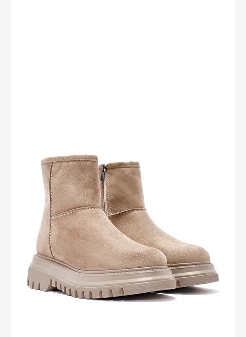 Kadın Bej Fermuarlı Süet Bot 25WFE250110 - Görsel 5
