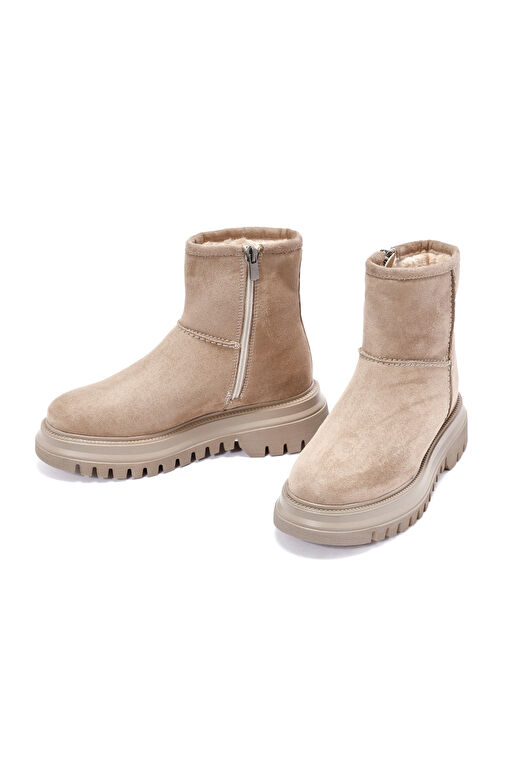 Kadın Bej Fermuarlı Süet Bot 24WFE252610 - Görsel 4