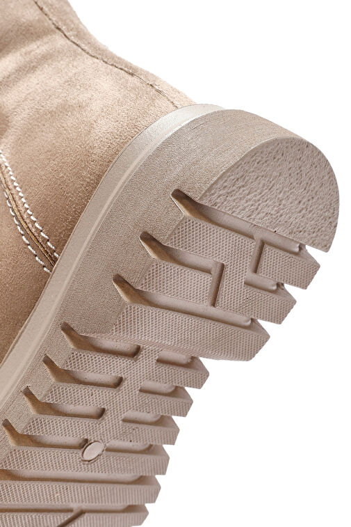Kadın Bej Fermuarlı Süet Bot 24WFE252610 - Görsel 9