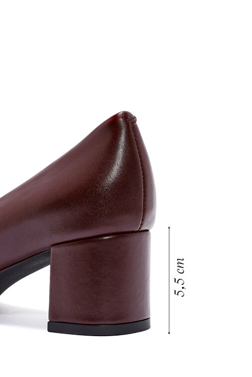 Derimod Gritti Kadın Bordo Kalın Topuklu Deri Ayakkabı 20WFD170218 - Görsel 3